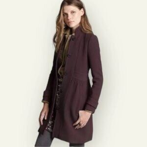 J. Crew Purple Plum Coletta Wool Double Cloth Coat with Feminine Silhouette sz 8